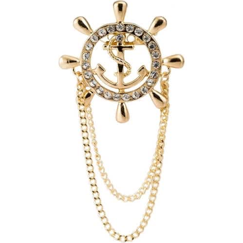 Anchor Tassel Chain Brooch Pin - Gold