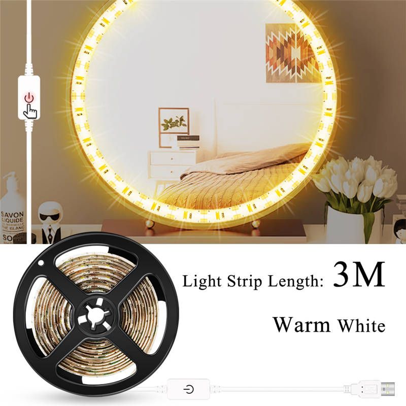 USB 5V Led Makeup Mirror Light Touch-Warm White 3m