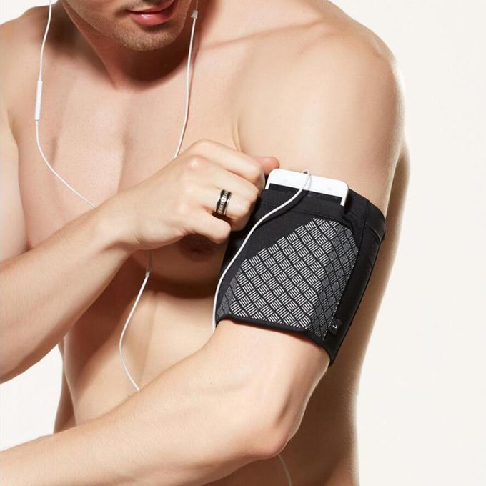 Armband Mobile Phone Arm Strap Band Pouch Reflective For Gym Black L