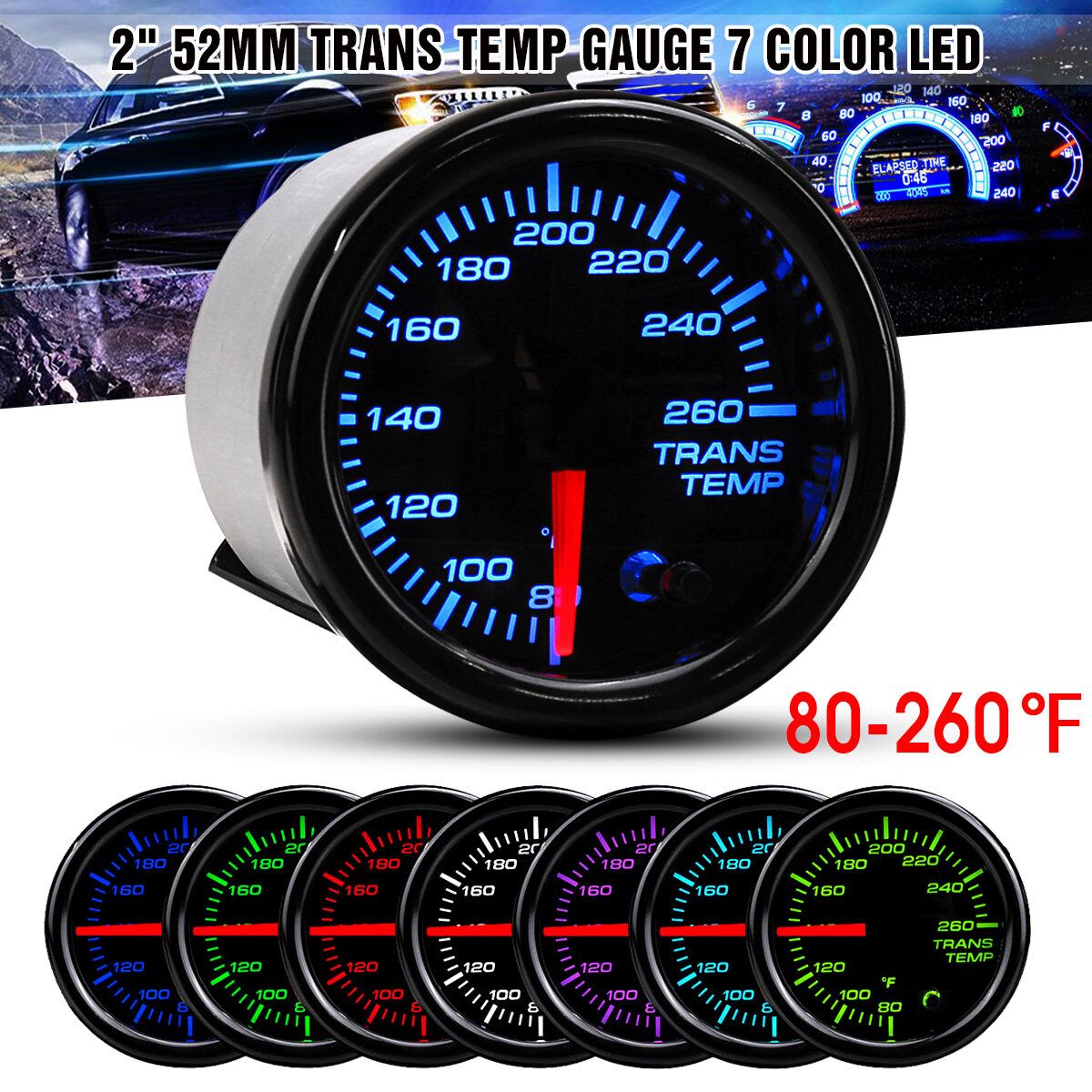 Universal 2'' 52mm Trans Temperature Digital LED Display Car Meter 12V ！