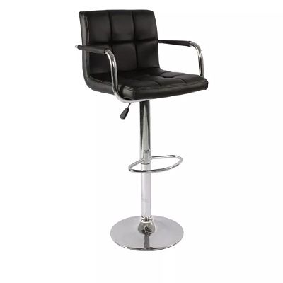 Comfort Chrome Bar Stool With Backrest - Black