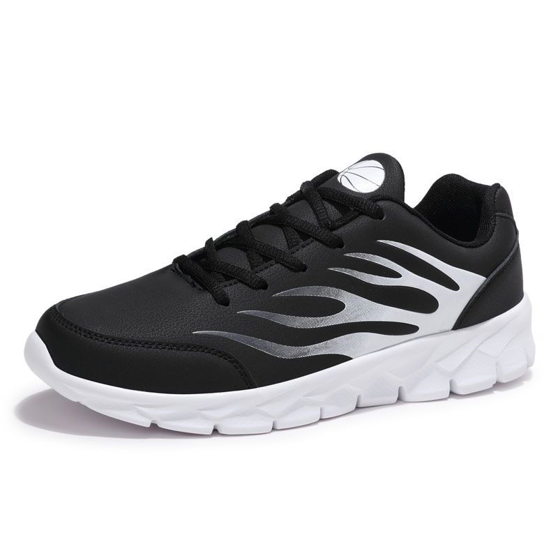 Big Size Mens Casual Running Shoes-Black White