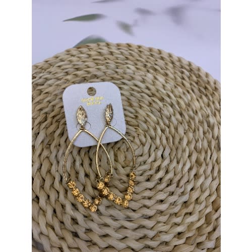 Oval Shaped Earrings - Gold