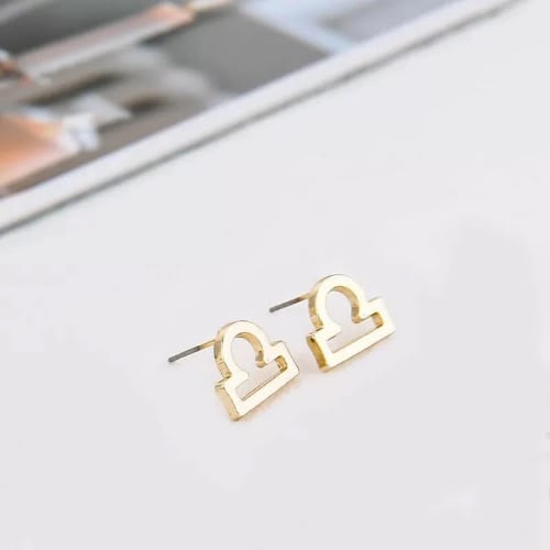 Gold Plated Zodiac Earring - Libra
