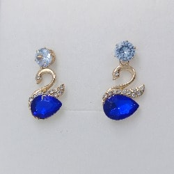 Cubic Zirconia Swan Rhinestone Dangle & Drop Earrings - Blue