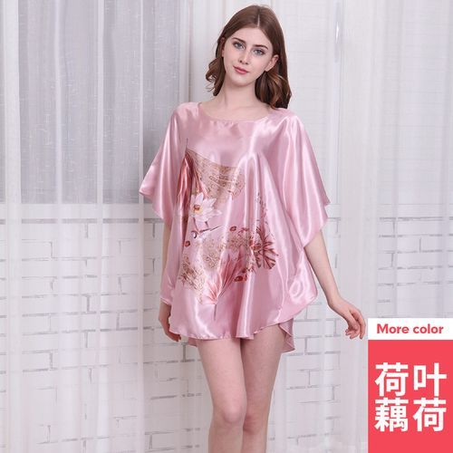 Women's Loose Large Bat Sleeve Nightdress Silk