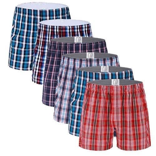100% Cotton 6 Pieces Of Men's Boxers- Multicolor