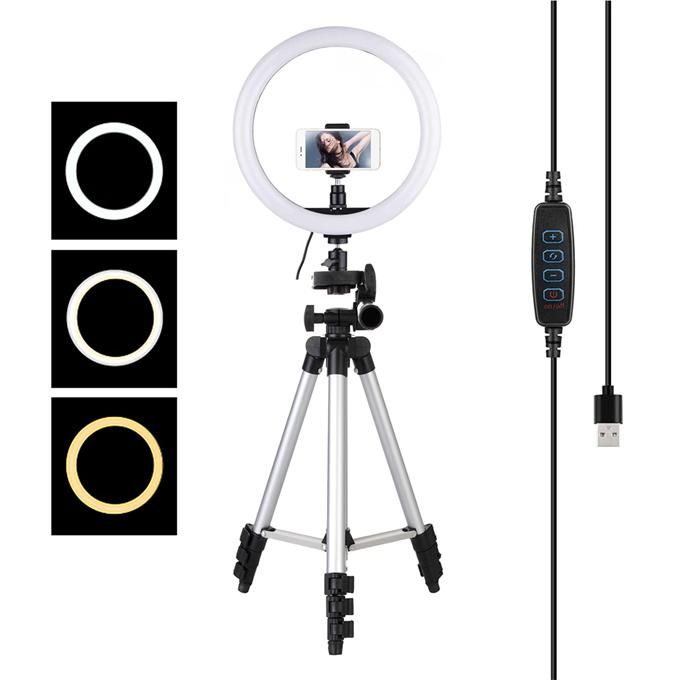 LED ring light with mobile phone holder, suitable for live broadcast/makeup/YouTube video/TikTok, compatible with all mobile phones