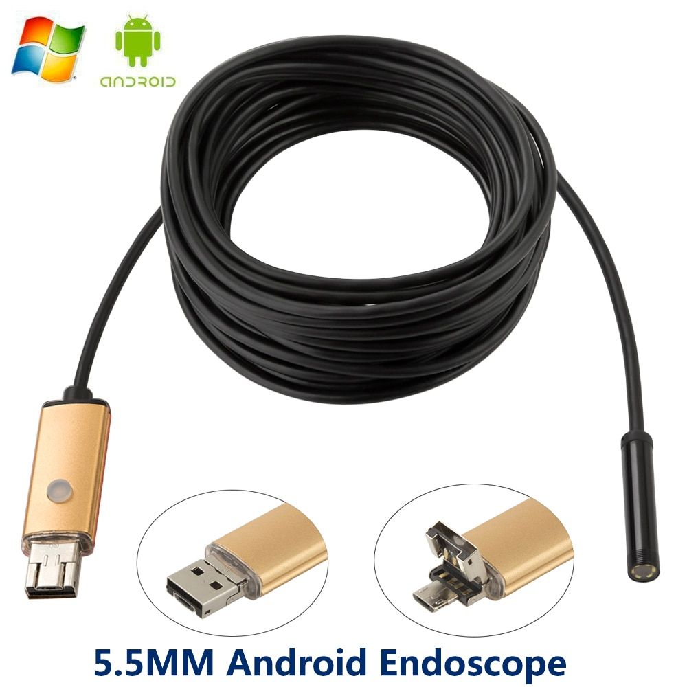 Phone Android Endoscope Waterproof Borescope Micro USB  Video Camera 5.5mm Lens 5/10M 6 Leds Hd 640*480 For Smartphone-5.5mm