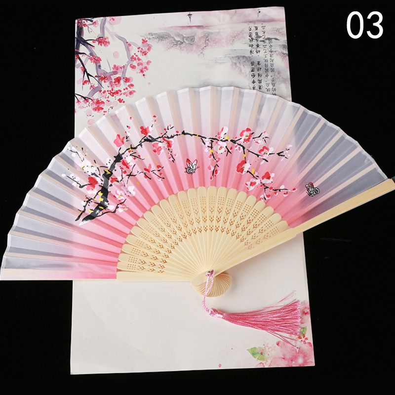 Dance Style Printed Vintage Chinese Fans Fans Folding Cloth Fan Fan Decoration Retro Japanese Crafts Ancient Hand Art Bamboo