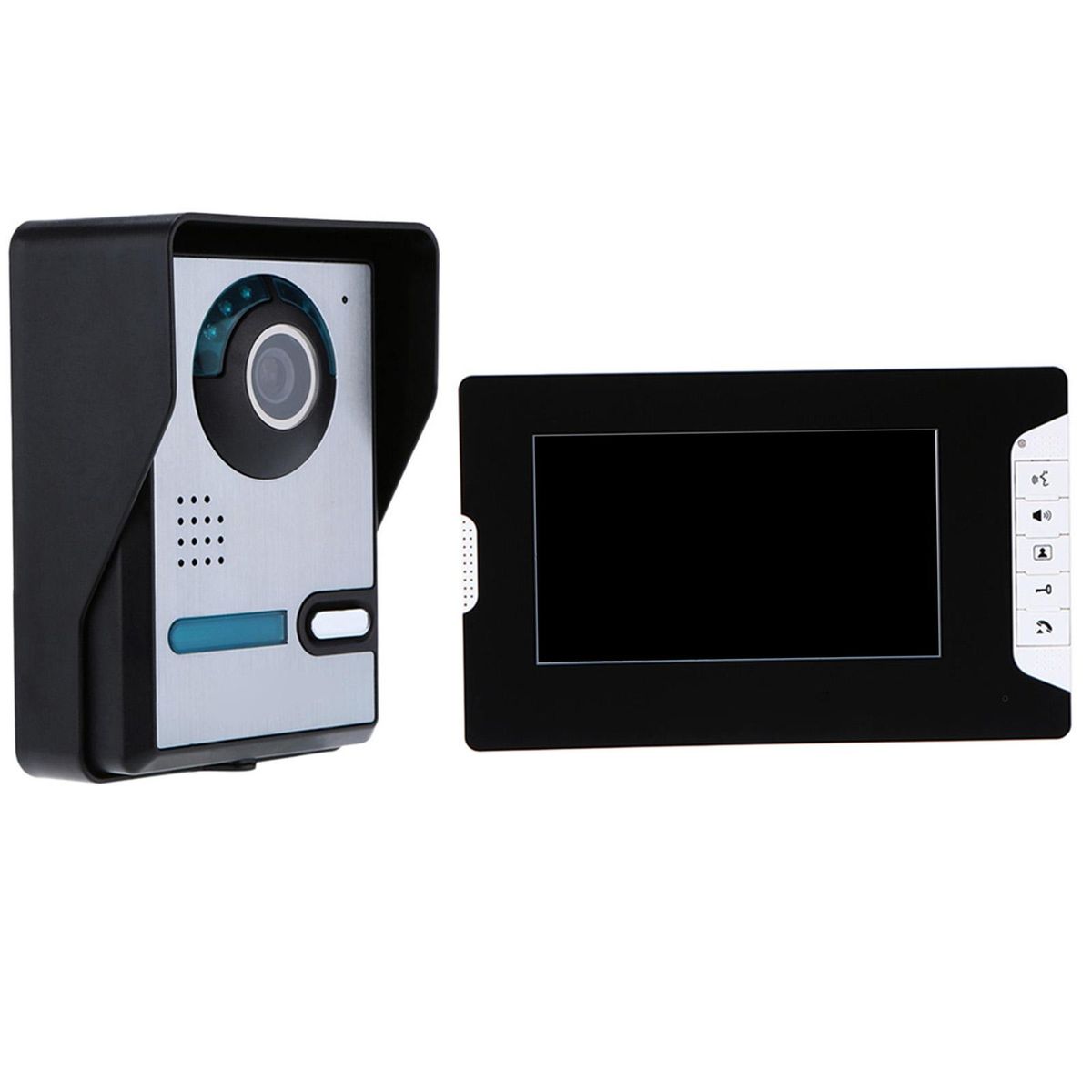 Video Doorbell Video Door Phone with 7'' Color TFT LCD Monitor Screen 5 IR LEDs 16 Music Rings Adjustable Volume Brightness for Home Office Security