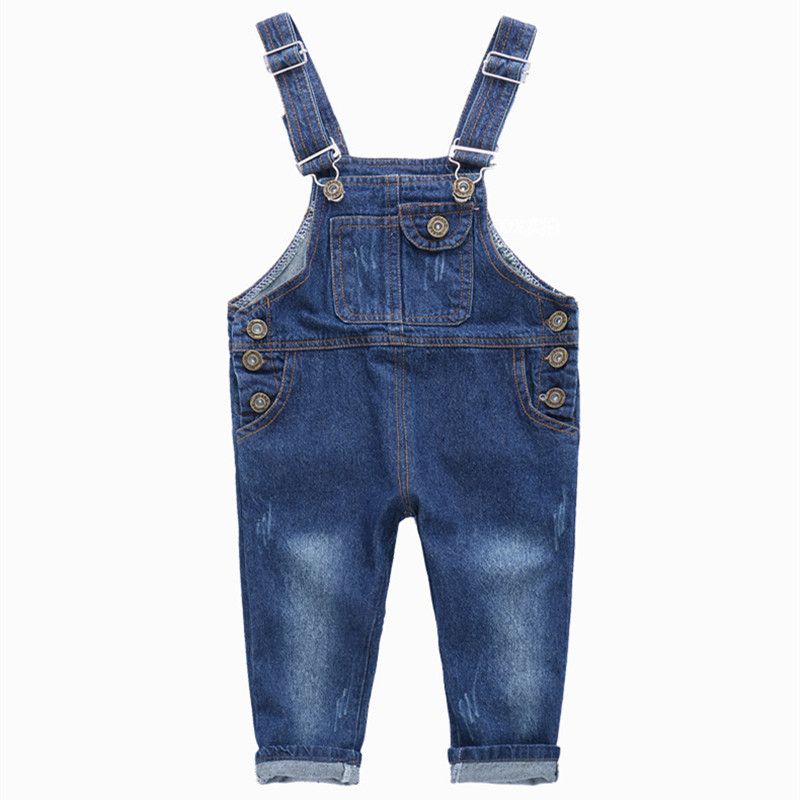 Baby 1-8 Yrs Boy Girls Overalls Jeans Pant(Color:Blue)