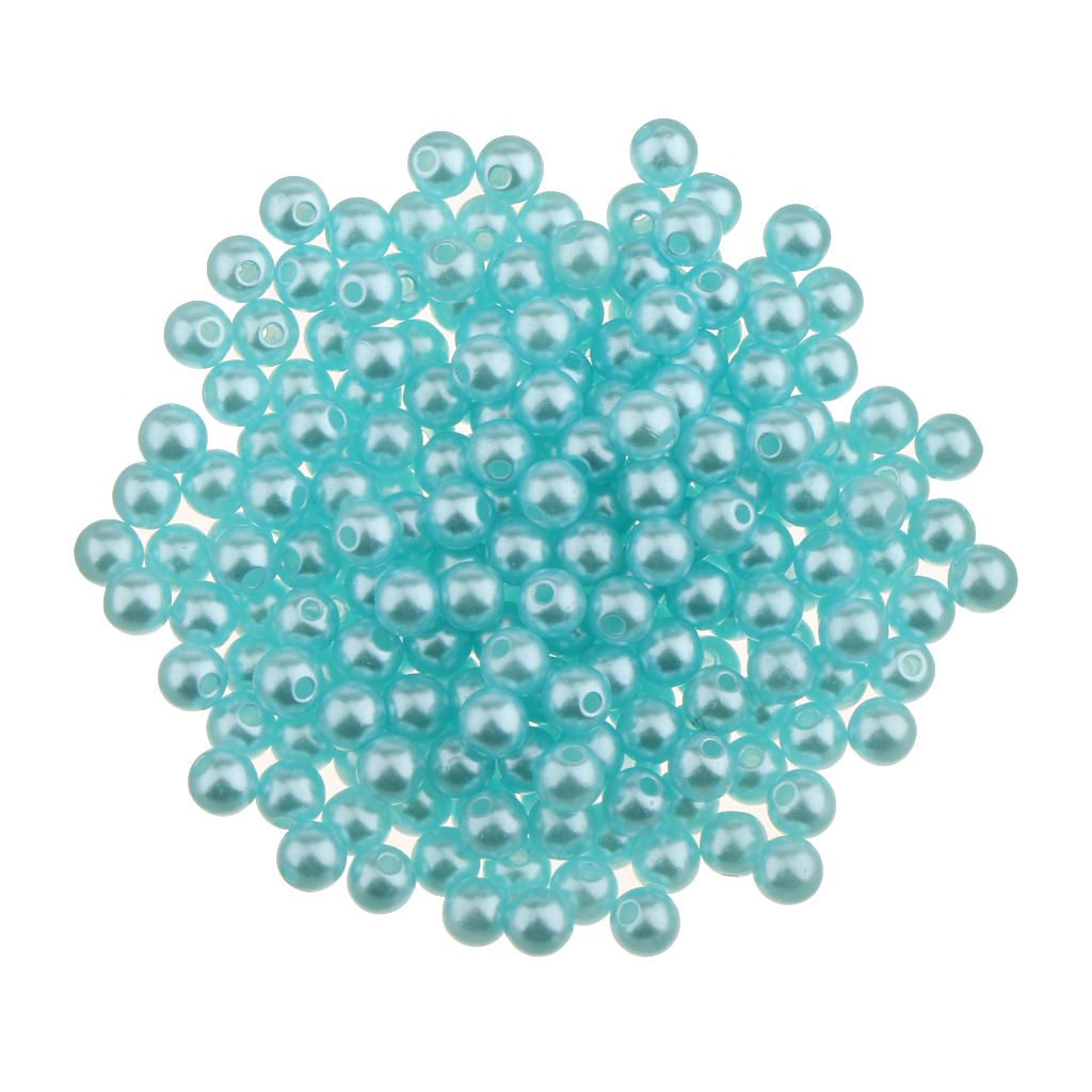 400Pcs Imitation Pearl Bead Loose Spacer Pierced Beads DIY Blue
