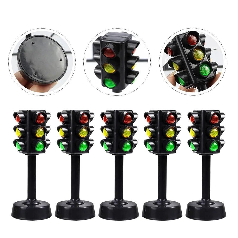12 Pcs Early Childhood Education Toys Crosswalk Light Signal Models Traffic Children Miniature Abs Educational Signs Kid Cars