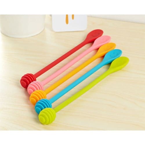 Honey Dipper Silicone Drizzle Server Spoon Food Long Handle Mixing Stick -12pcs