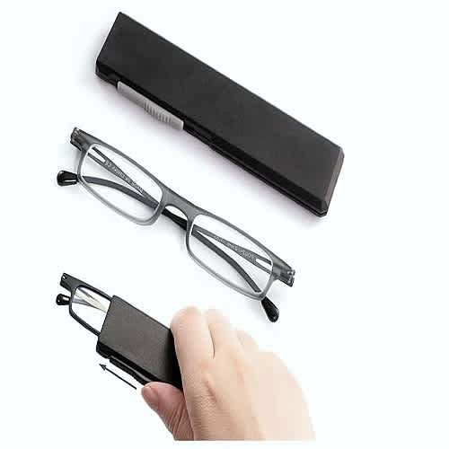 Unisex  Light Blocking Ultra Thin Lightweight  Reading Glasses With  Flat Case Black-+2.0
