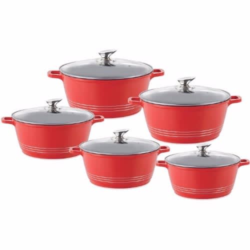 Durane 5pcs Die-cast Stockpot Set - Red