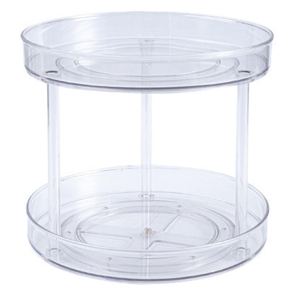 Rotating Organizer Transparent Double Layer 360&deg; Rotatable Kitchen Seasonings Rack Makeup Holder Lazy Susan Turntable