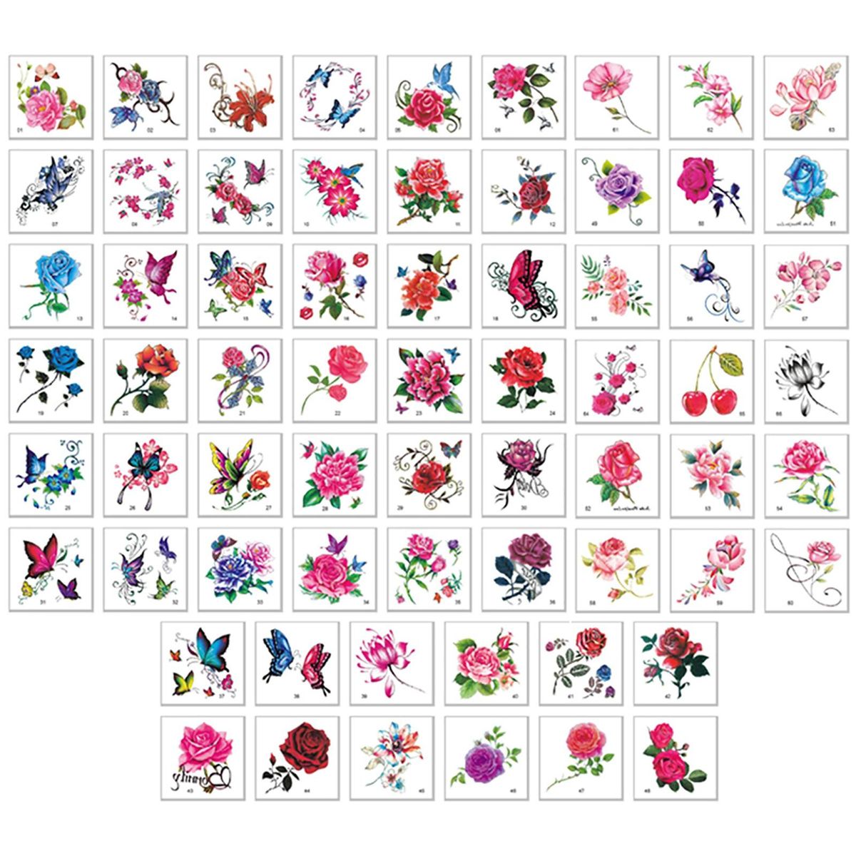 Tattoo Stickers for Collarbone 66pcs Elegant Floral Butterfly