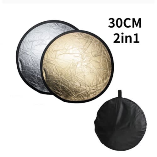 Portable Studio Photography Reflector Board - 30cm - 2 In 1 - Silver & Gold