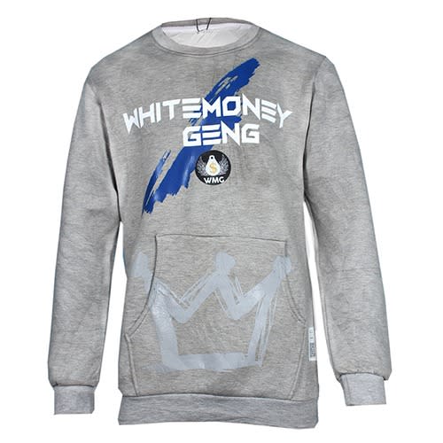 White Money Print Sweatshirt Wmg - Grey