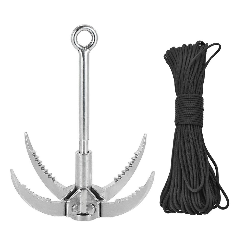 Outdoor Climbing Grappling Hook Foldable 4 Claws Steel Hook