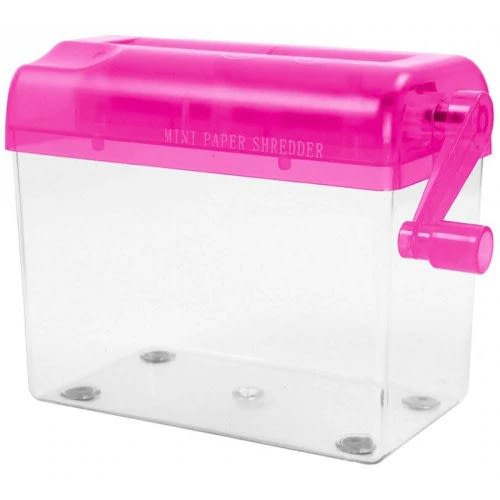 Desktop Manual Paper Shredder Machine - Pink