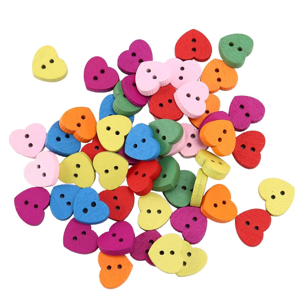 50 pcs Colorful Wooden Buttons Sewing Scrapbooking