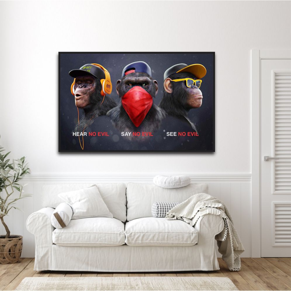 Hear No Evil Premium Wall Art Frame Canvas