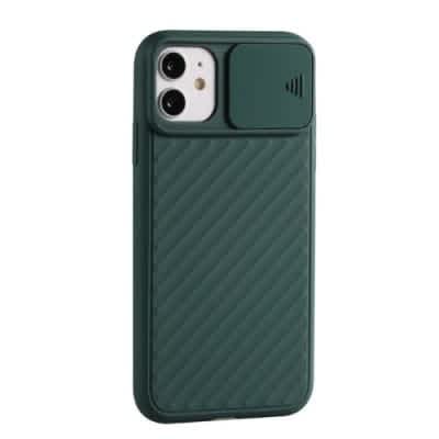 Liquid Silicone Case With Camera Lens Protector For iPhone12 - green