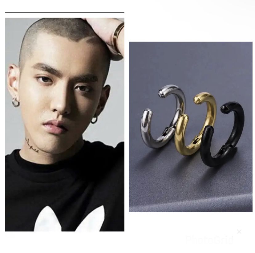 3 PAIRS EARRINGS WITHOUT HOLES UNISEX PUNK HOOP CLIP ON