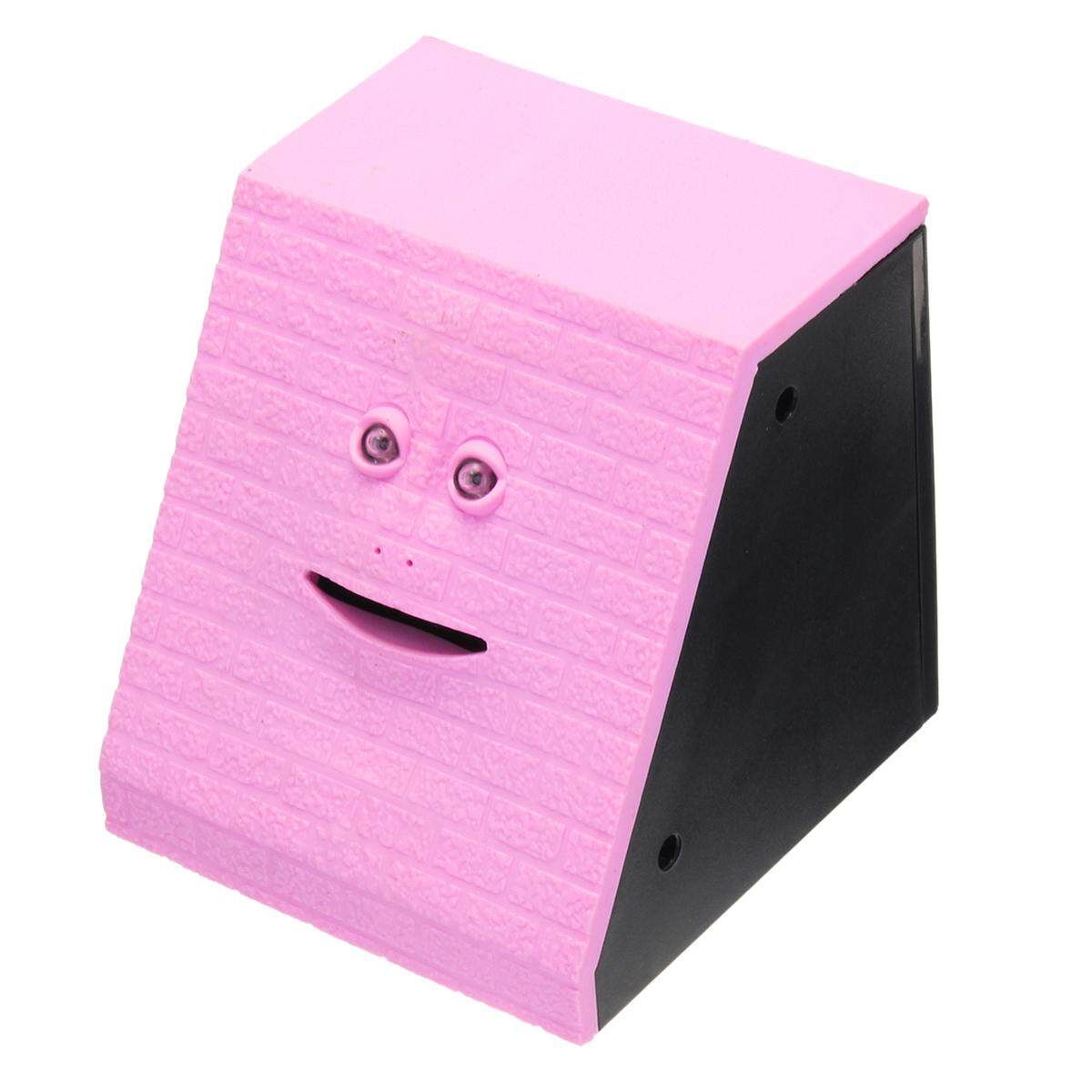 Funny Sensor Face Saving Eating Money Coin Box Brick Surface For Kids Gifts Pink Pink (pink)