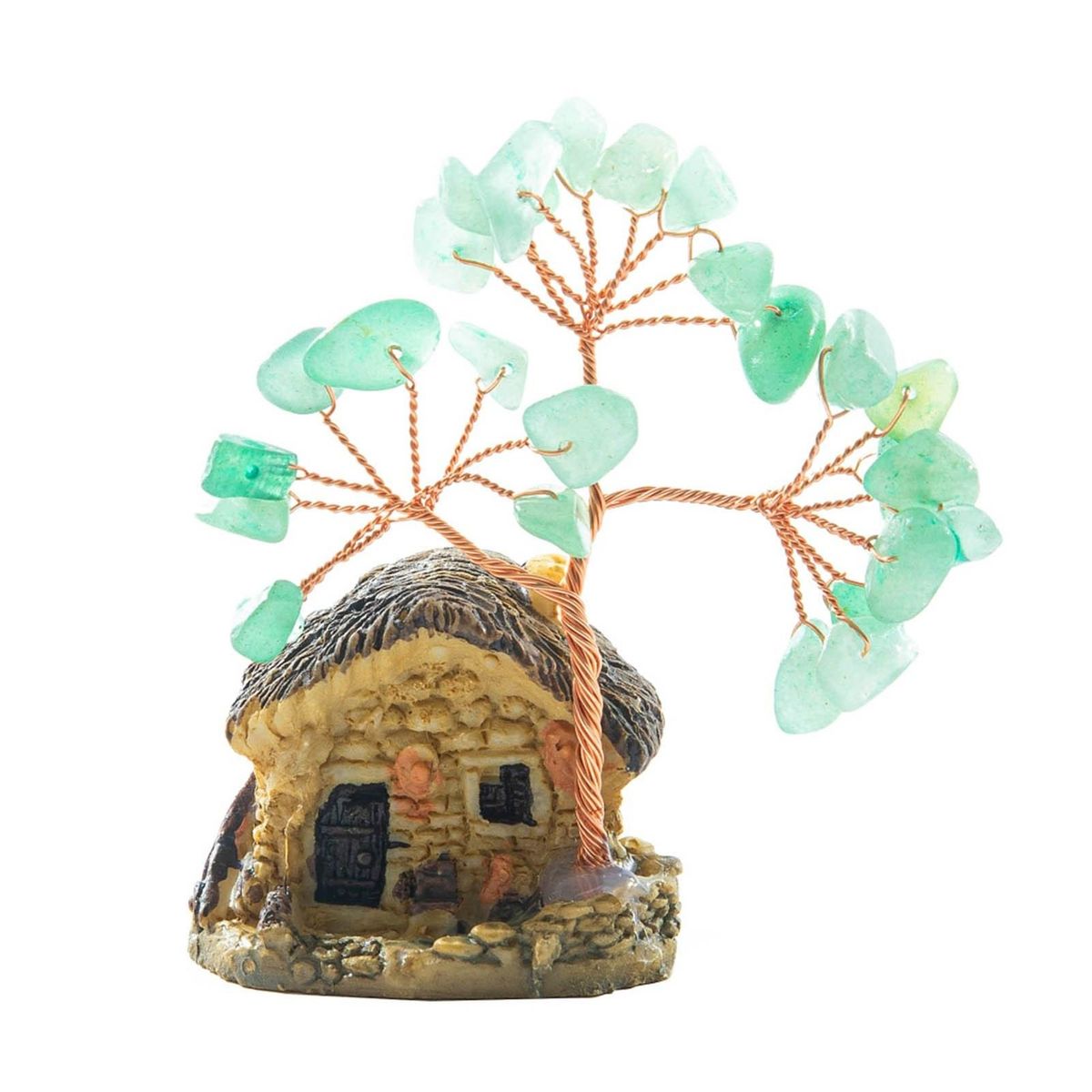 House Model Copper Wire Crystal Natural Gemstone Money Tree Life Decoration Healing Energy Good Luck