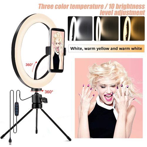 10 "LED Ring Light Dimmable Video Makeup Selfie Night Light