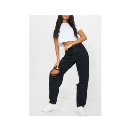 Rippled Boyfriend Jean - Black