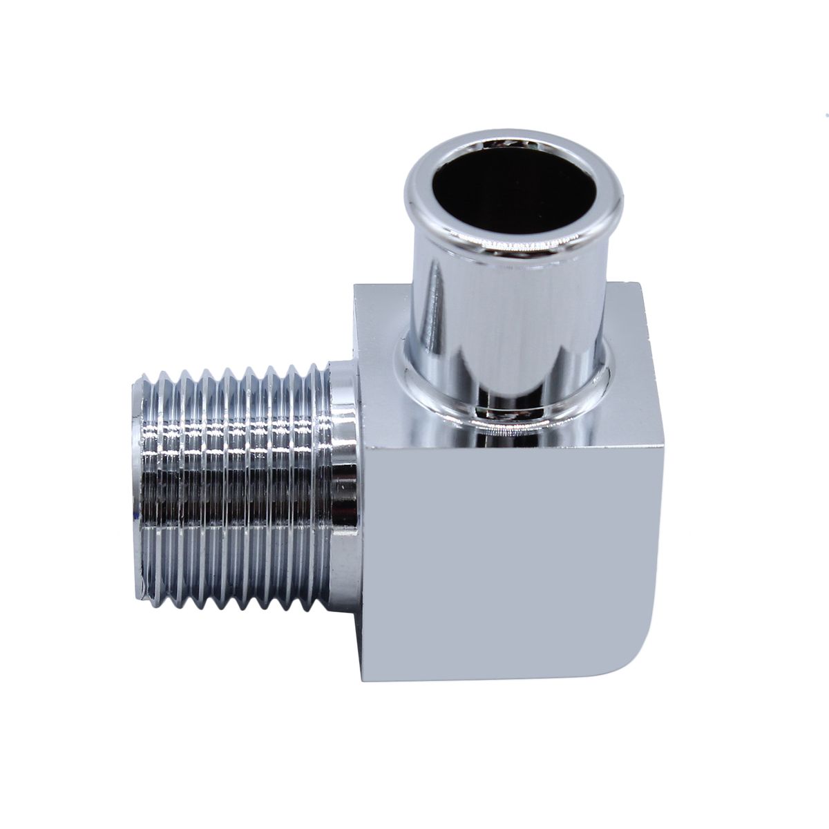 90&deg; SB BB Deg Heater Hose Chrome Billet Aluminum Fitting