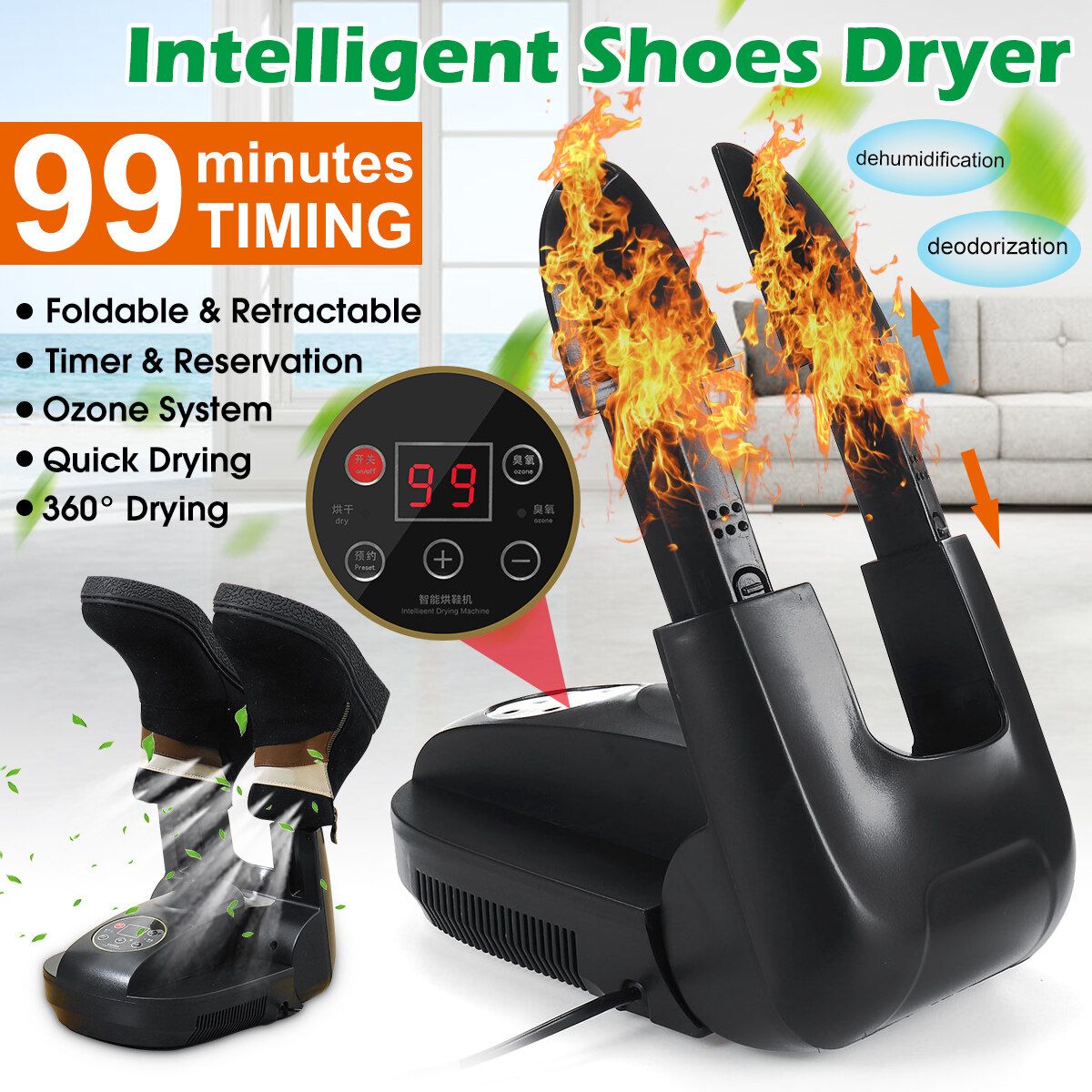 Intelligent Electric Shoes Dryer Ozone Sterilization Timing Telescopic Sanitiser