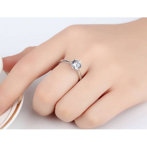 Diamond Engagement Proposal Ring - Silver