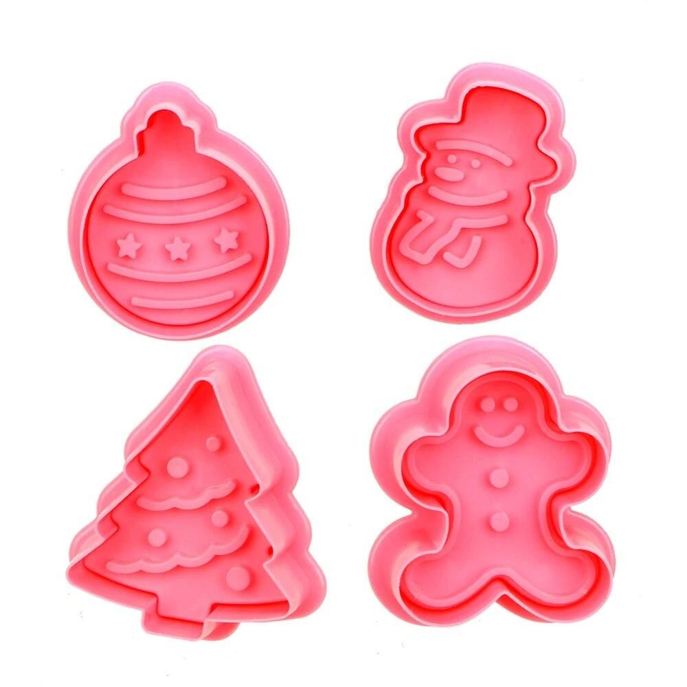 Baking Utensils Chocolate Biscuits Gadgets Cute 3D Cake Mold 4Pcs/set Fondant Biscuit Mold Christmas Tree Snowman