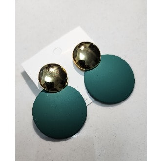 Round Drop Ear Rings - Green