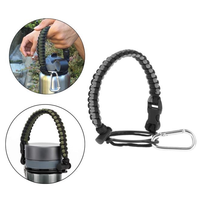 Paracord Water Bottle Handle Holder 12-64oz For Takeya Hiking Gray