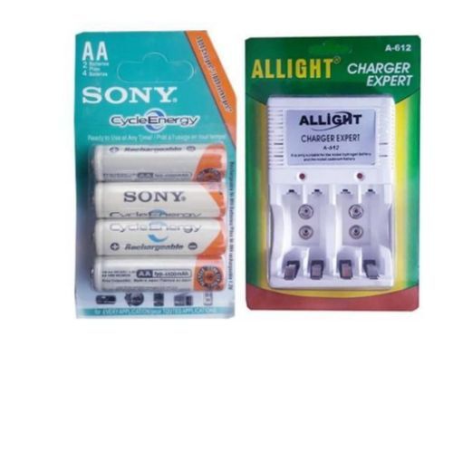 AA SONY RECHARGEABLE BATTERIES With Allight Charger