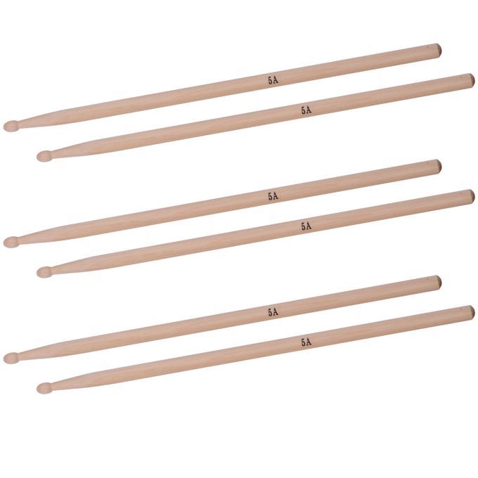 3 Pairs Of Type-5A Maple Drumsticks Drum Sticks With 1pc