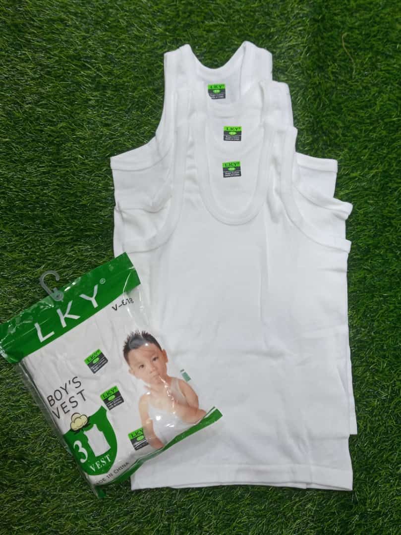 Children White Cotton Singlet - 6pieces