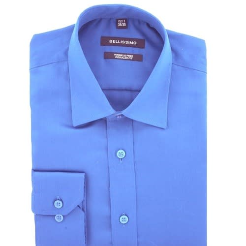 Men Sateen Regular Fit Wrinkle Free Shirt - Blue