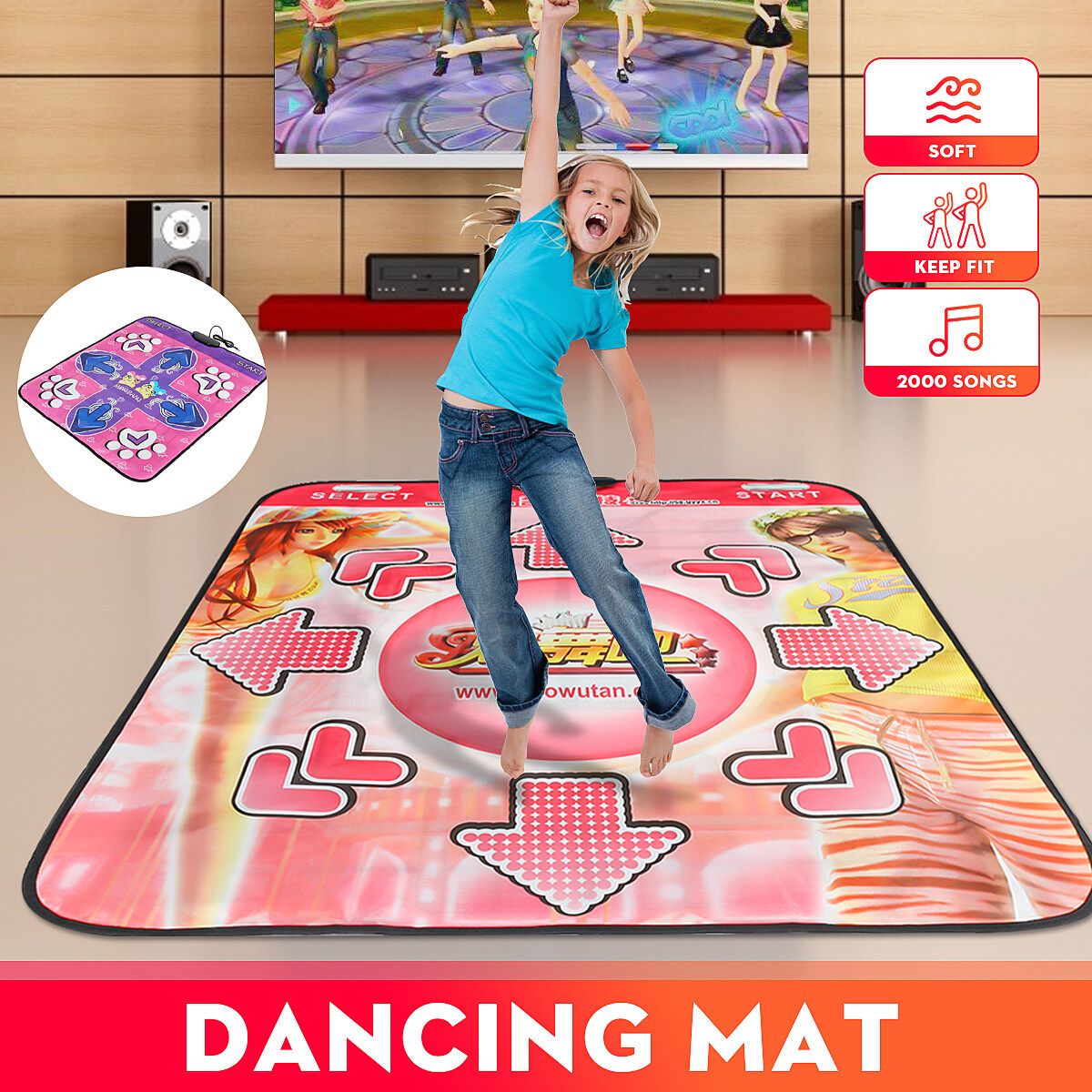 Newest Non-Slip Durable Dance Mat With USB Wiring Environmental Protective For Bodybuilding Fitness Dance Mat + CD Driver Pink