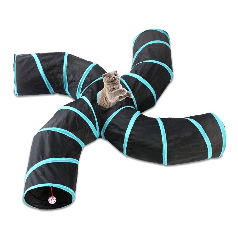 Indoor Cat Tunnel 4 Way Pet Play Tunnel Collapsible Tunnel