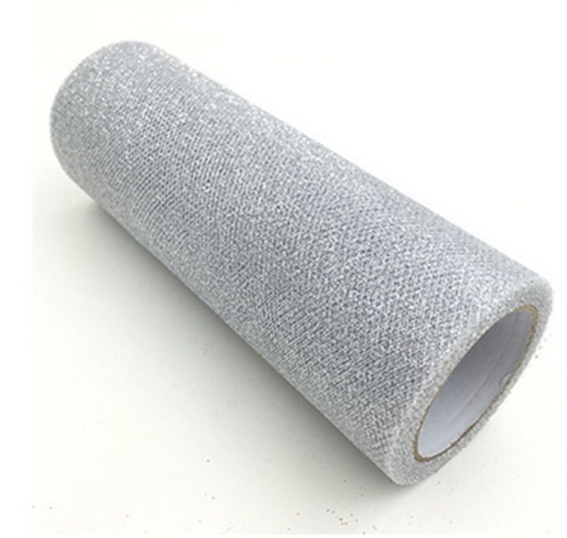 9.2m Glitter Organza Tulle Roll Spool Fabric Ribbon DIY Tutu Skirt Gift Craft Baby Shower Wedding Party Decoration Gold Silver White Silver