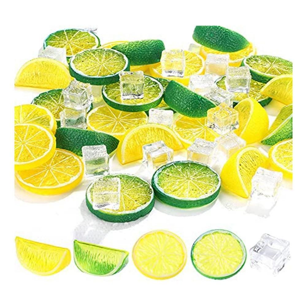 Artificial Lemon Slices Blocks Decor Clear Ice Lemon Blocks Decorative Fruit Ice Model for