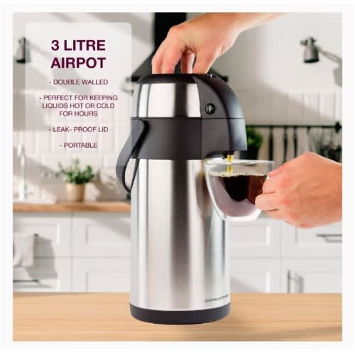 Stainless Steel Pump Action Airpot & Vacuum Flask - 3L